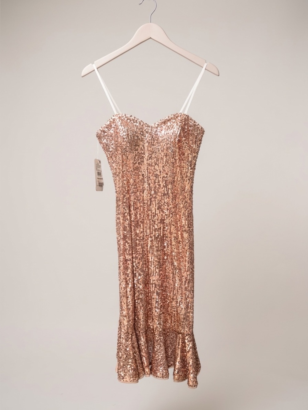 Aidan Mattox NWT Rose Gold Strapless Sequin Cocktail Dress Size 0